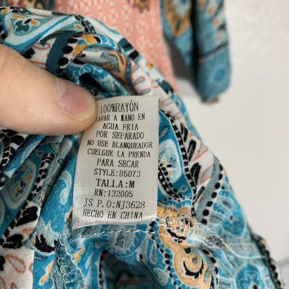 Entro Boho Tunic Dress Damask Bright Colorful size medium - Picture 6 of 9